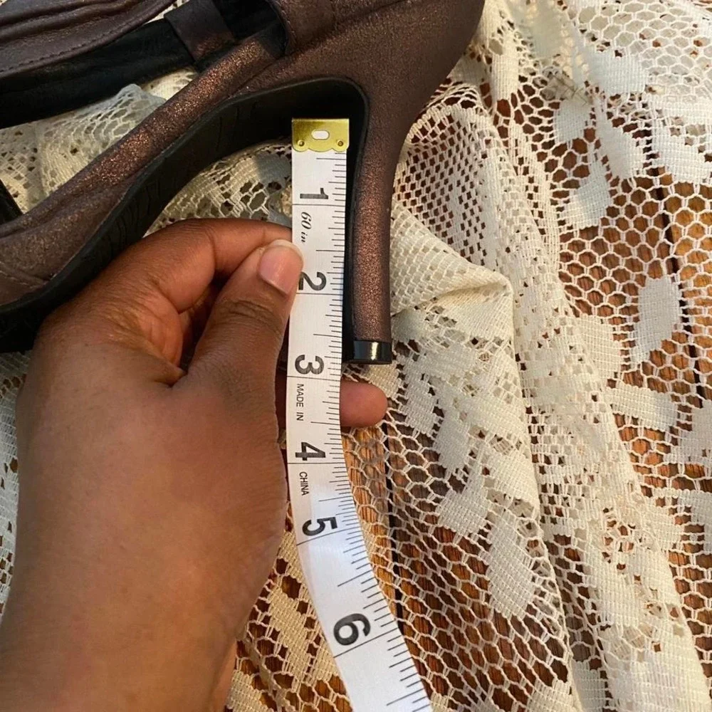 Auri Womens Italian Leather Brown Purple Metallic Peep Toe Stiletto Heels Sz 9 - Picture 5 of 6